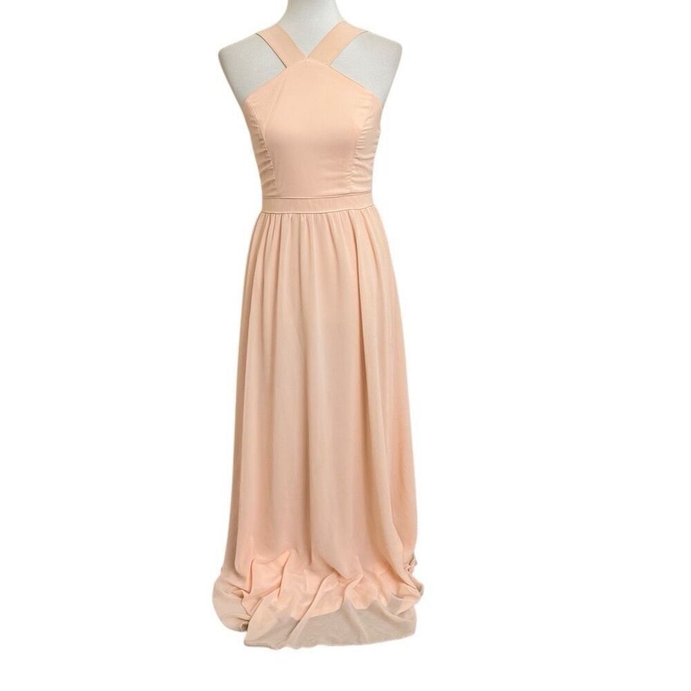 Lulus Air of Romance Peach Maxi Dress Bridesmaid Dress Size Medium